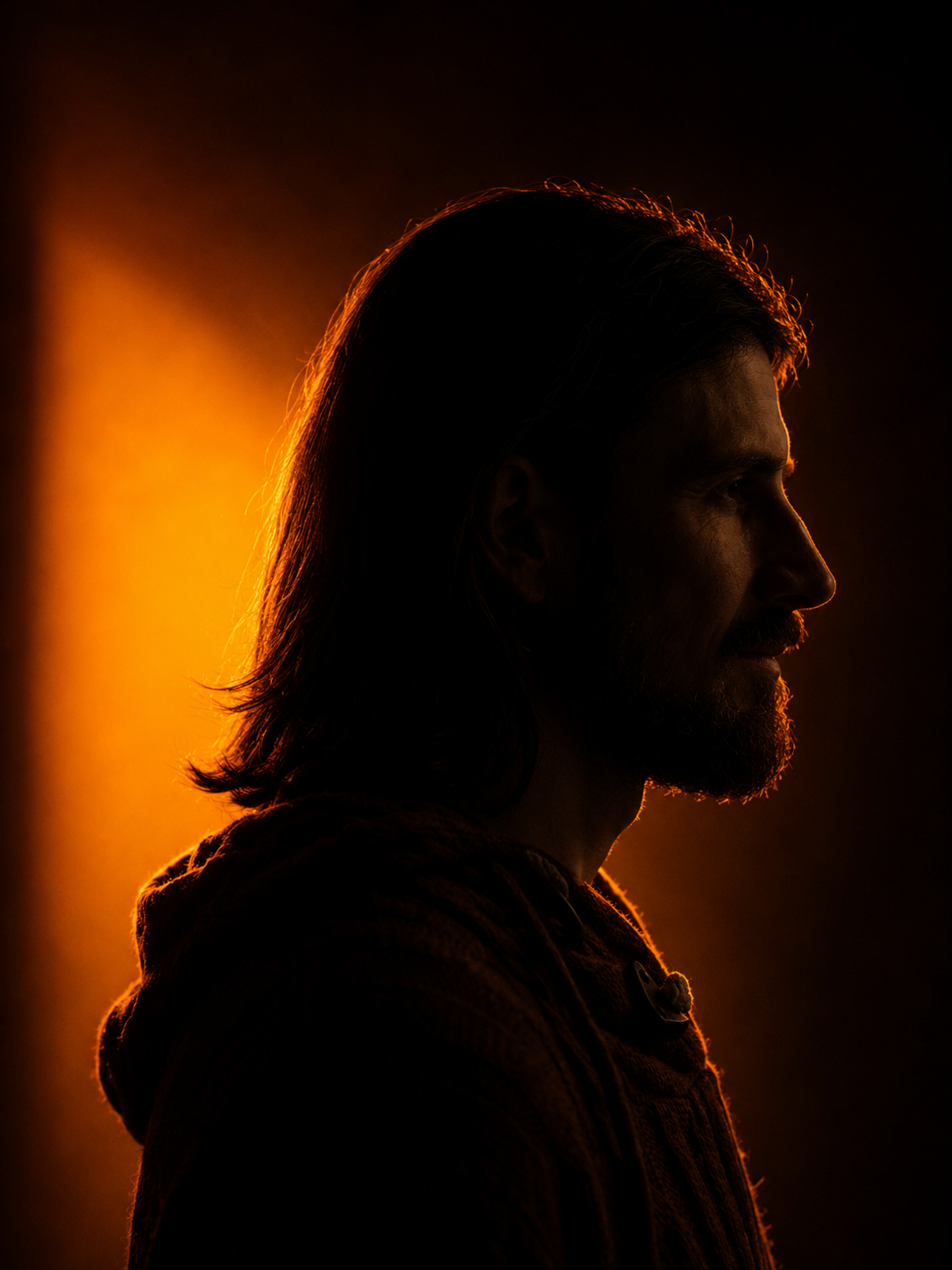 Silhouette of Danny Goler against golden light