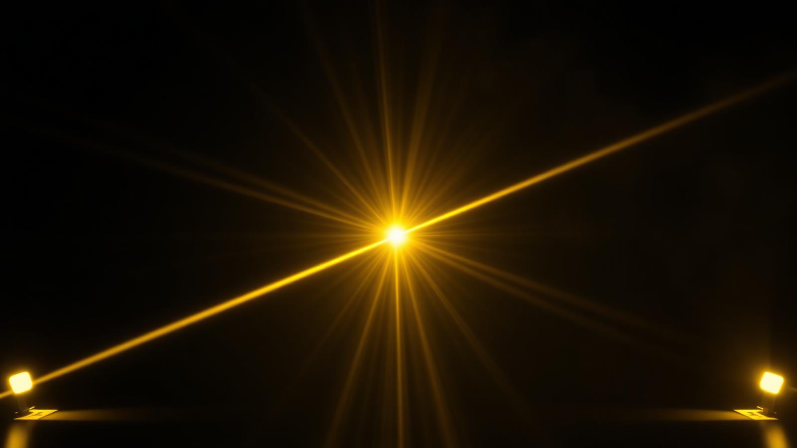 A laser beam cutting through darkness
